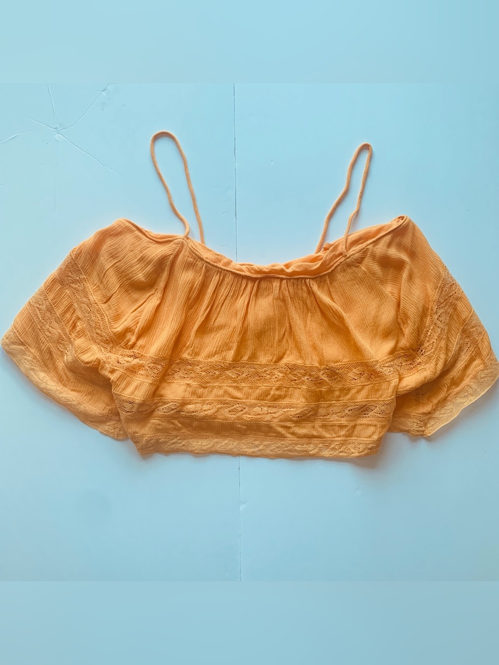 Free People NWT Boho Mustard Lace Cropped Cami Top S